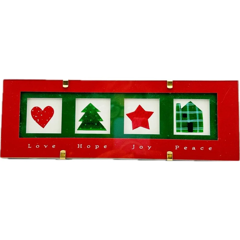 Hallmark Heart Gallery Christmas Tabletop Glass Frame Love Hope Joy Peace in Box